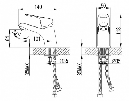 Смеситель Milardo NELSON NELSB00M01 для раковины 
