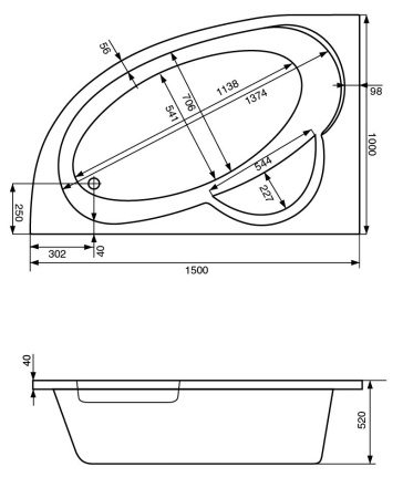 Ванна акриловая Santek ШРИ-ЛАНКА 1.WH30.2.394 150x100 см. левая 