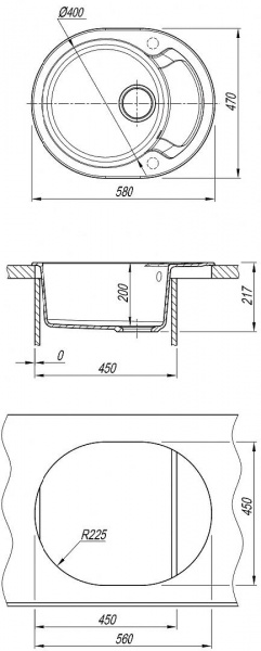 Мойка кухонная из литьевого мрамора Dr. Gans БЕРТА 580 25.040.B0580.401 58*47 см. белый