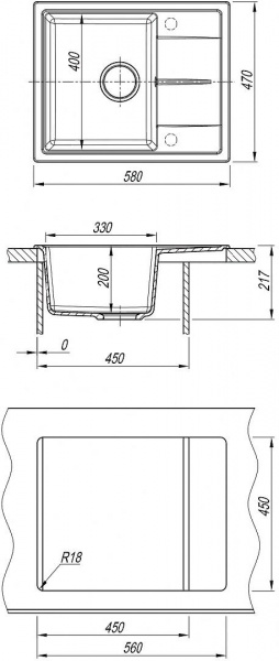 Мойка кухонная из литьевого мрамора Dr. Gans НИКА 580 25.070.B0580.403 58*47 см. латте