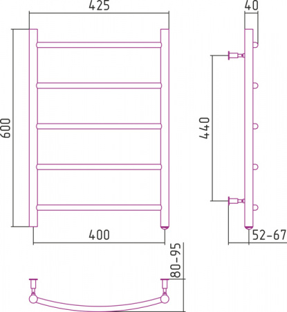 Полотенцесушитель электрический Стилье №40 00540-6040 600х400 
