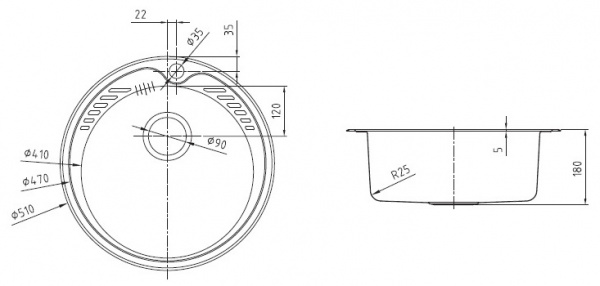 Мойка кухонная из нержавеющей стали IDDIS SUNO SUN51P0i77 51*51 см. 