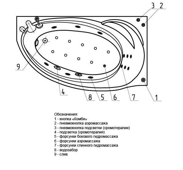 Ванна акриловая Aquatek БЕТТА  150x95 см. левая 