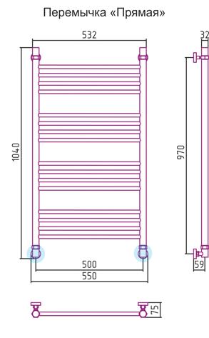 Полотенцесушитель водяной Сунержа БОГЕМА+ 00-0220-1050 1000х500 