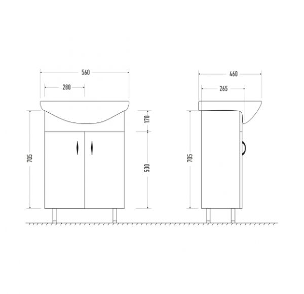 Тумба под раковину Mirsant ГЛОРИЯ  55 см. 