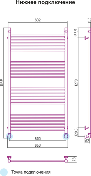 Полотенцесушитель водяной Сунержа БОГЕМА+ 00-0220-1580 1500х800 