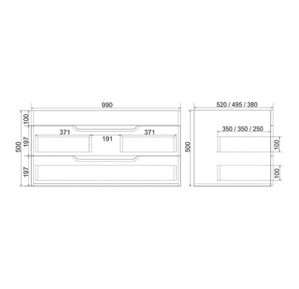 Тумба под раковину навесная Mirsant QUADRO  100 см.  Тумба под раковину навесная Mirsant QUADRO  100 см.