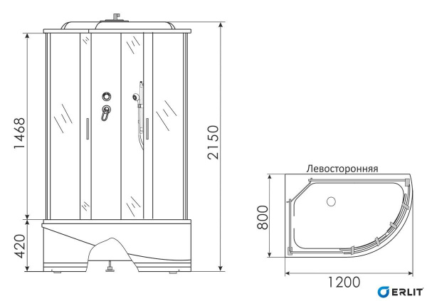 Душевая кабина Erlit  ER3512TPL-C3-RUS 120x80 см. левая 