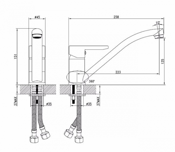 Смеситель IDDIS SENA SENSB00i05 для кухонной мойки  Смеситель IDDIS SENA SENSB00i05 для кухонной мойки