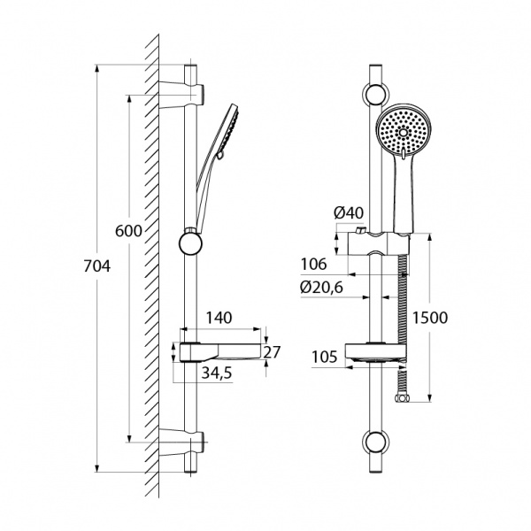Гарнитур душевой IDDIS  CUB3F00i16  