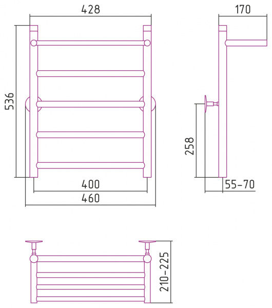 Полотенцесушитель водяной Стилье УНИВЕРСАЛ-54 00654-6040 600х400 