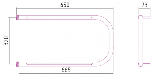 Полотенцесушитель водяной Стилье П-образный 00012-3265 320х650 