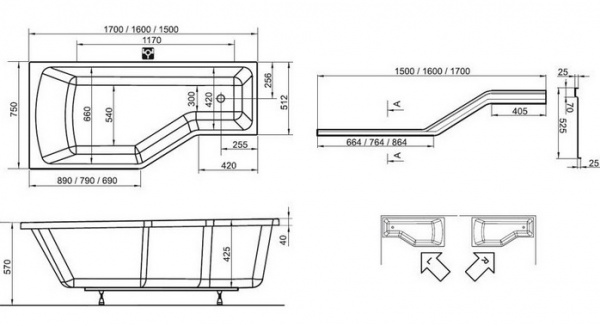 Ванна акриловая Ravak BEHAPPY C151000000 150x75 см. правая 