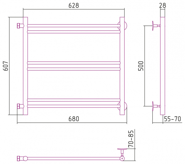 Полотенцесушитель водяной Стилье ВЕРСИЯ-Б1 00611-5060 500х600 