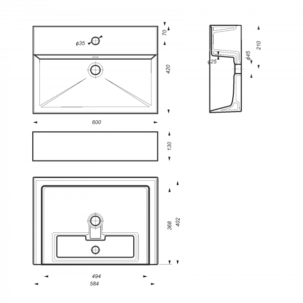 Раковина Sanita luxe NOVEL NOV60SLWB01 60 