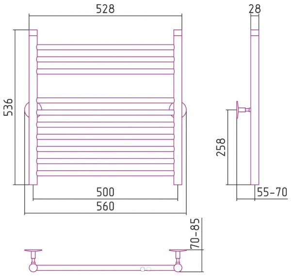 Полотенцесушитель водяной Стилье УНИВЕРСАЛ-53 00653-6050 600х500 